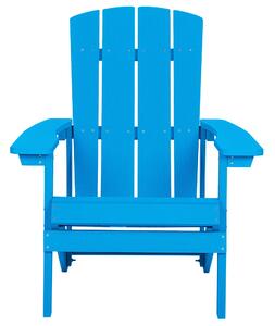 Krzesło imitacja drewna ogrodowe na ganek z podłokietnikami niebieskie Adirondack Beliani