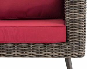 Molde sofa 2-osobowa z podnóżkiem Wells rubinowa czerwień