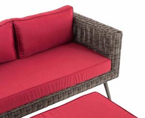 Molde sofa 2-osobowa z podnóżkiem Wells rubinowa czerwień