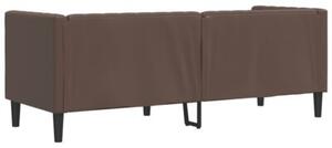 Sofa chesterfield, 3-os., brÄ zowa, tapicerowana sztucznÄ skÃ³rÄ