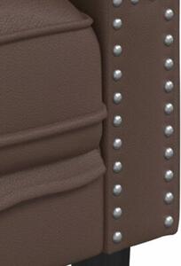 Sofa chesterfield, 3-os., brÄ zowa, tapicerowana sztucznÄ skÃ³rÄ