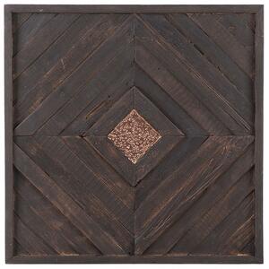Rustykalna dekoracja ścienna ciemne drewno tekowe kwadratowa 70x70cm Monterrey Beliani