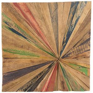 Dekoracja ścienna kolorowa drewno tekowe z recyklingu kwadrat 70 x 70 cm Cancun Beliani