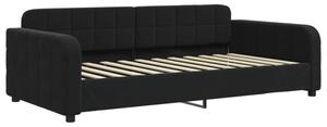 Sofa z funkcją spania, czarna, 90x200 cm, obita aksamitem