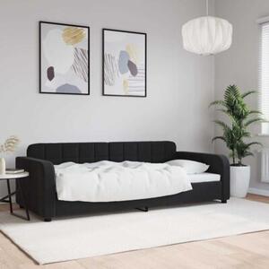 Sofa z funkcją spania, czarna, 90x200 cm, obita aksamitem