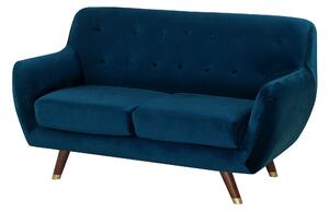 Sofa dwuosobowa kanapa retro pikowana welurowa poliester niebieskim Bodo Beliani