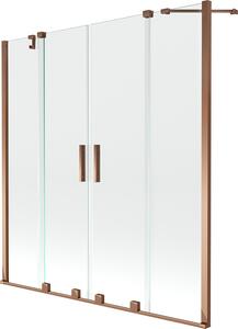 Mexen Velar Duo parawan nawannowy 2-skrzydłowy rozsuwany 140 x 150 cm, transparent, różowe złoto - 896-140-000-02-60