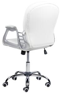 Krzesło biurowe białe ekoskóra obrotowe regulacja wysokości pikowane oparcie Princess Beliani
