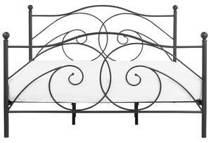 Łóżko metalowe ze zdobioną ramą 180x200 cm czarne Dinard Beliani