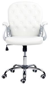 Krzesło biurowe białe ekoskóra obrotowe regulacja wysokości pikowane oparcie Princess Beliani