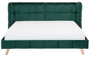 Łóżko tapicerowane 180 x 200 cm wezgłowie ruchome skrzydła welurowe zielone Senlis Beliani