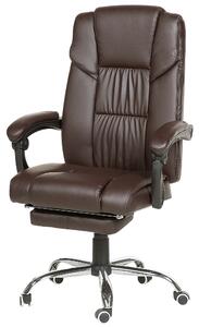 Klasyczne krzesło biurowe obrotowe regulowane podnóżek ekoskóra brązowe Luxury Beliani