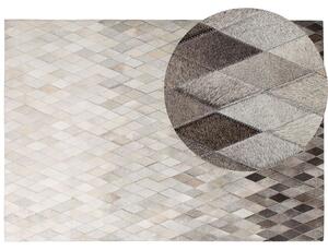 Dywan brązowo-szary skórzany patchwork 160 x 230 cm w romby prostokątny Maldan Beliani