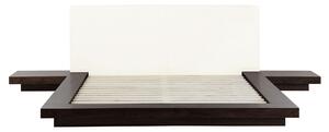 Łóżko 160x200 cm niska rama styl japoński stliki nocne ciemne drewno Zen Beliani