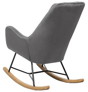 Fotel bujany welurowy szary na drewnianych biegunach zagłówek styl retro Arrie Beliani