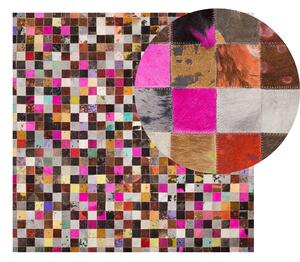 Nowoczesny dywan chodnik 200 x 200 cm skórzany patchworkowy wielokolorowy Enne Beliani