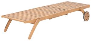 Klasyczny leżak ogrodowy regulowany z poduszką szarą drewno akacjowe Cesana Beliani