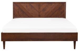 Rustykalne łóżko ze stelażem wezgłowiem 180 x 200 cm ciemne drewno Mialet Beliani