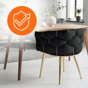 Fotel krzesło plecione welurowe VELACO BORNEO-BL-GL Czarny / Złoty