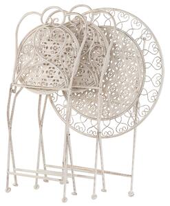 Metalowy zestaw mebli balkonowych stół 2 krzesła ozdobne składane beżowe Trieste Beliani