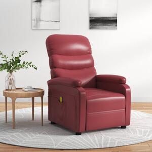 Fotel masujący, winna czerwień, obity sztuczną skórą
