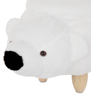 Podnóżek dziecięcy hoker w kształcie misia ze schowkiem tapicerowany biały Bear Beliani