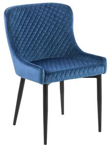 Nowoczesny zestaw 2 krzeseł do jadalni pikowane welurowe niebieskie Solano Beliani
