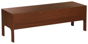 Szafka RTV ciemne drewno 120 cm 2 półki 1 szuflada styl retro Clinton Beliani