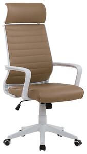 Krzesło biurowe wysokie oparcie wezgłowie brązowe domowe biuro praca zdalna Leader Beliani