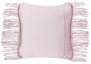 Dekoracyjna poduszka z frędzlami plecionka 40 x 40 cm bawełna różowa Yaniklar Beliani