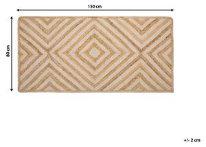 Rustykalny dywan bawełniano-jutowy wzór geometryczny 80 x 150 cm beżowy Pirli Beliani
