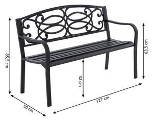 Metalowa ławka ogrodowa w stylu antycznym, 1270 x 855 mm