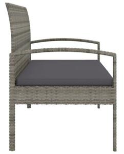 Ławka ogrodowa z poduszką, szara, 105 cm, polirattan