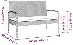 Ławka ogrodowa z poduszką, szara, 105 cm, polirattan