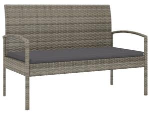 Ławka ogrodowa z poduszką, szara, 105 cm, polirattan