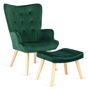 Zielony welurowy fotel skandynawski G1-Z15