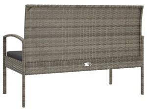 Ławka ogrodowa z poduszką, szara, 105 cm, polirattan