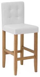 Krzesło barowe z oparciem ekoskóra pikowane z podnóżkiem złamana biel Madison Beliani