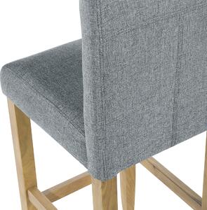 Krzesło barowe z oparciem tapicerowane pikowane z podnóżkiem szare Madison Beliani