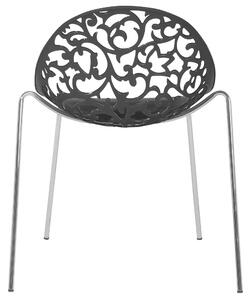 Zestaw 4 krzeseł do jadalni ażurowe siedzisko metalowe nóżki czarny Mumford Beliani