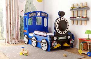 Łóżeczko dziecięce lokomotywa niebieska