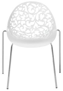 Zestaw 4 krzeseł do jadalni ażurowe siedzisko metalowe nóżki biały Mumford Beliani