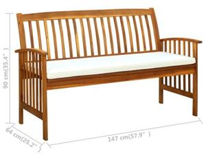 Ławka ogrodowa z poduszką, 147 cm, lite drewno akacjowe