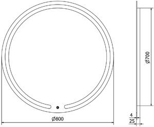 Mexen Rose lustro łazienkowe podświetlane, okrągłe 80 cm, LED 6000K, antypara - 9810-080-080-611-00