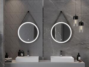Mexen Reni lustro łazienkowe podświetlane, okrągłe 60 cm, LED 6000K, antypara, rama czarna - 9812-060-060-611-70
