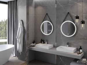 Mexen Reni lustro łazienkowe podświetlane, okrągłe 60 cm, LED 6000K, antypara, rama czarna - 9812-060-060-611-70