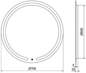Mexen Rose lustro łazienkowe podświetlane, okrągłe 70 cm, LED 6000K, antypara - 9810-070-070-611-00