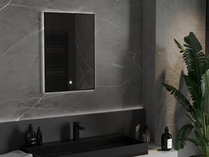 Mexen Erma lustro łazienkowe podświetlane 50 x 70 cm, LED 6000K, antypara, rama czarna - 9814-050-070-611-70