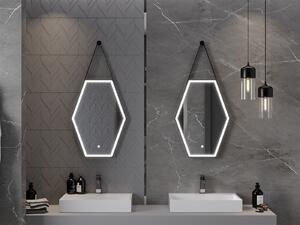Mexen Orla lustro łazienkowe podświetlane 50 x 70 cm, LED 6000K, antypara, rama czarna - 9815-050-070-611-70