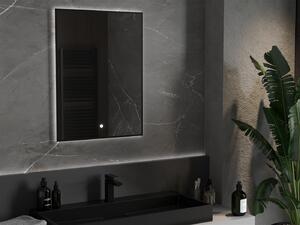 Mexen Erma lustro łazienkowe podświetlane 60 x 80 cm, LED 6000K, antypara, rama czarna - 9814-060-080-611-70